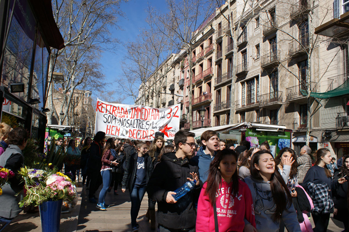 Manifestación estudiantil en las Ramblas Manifestación estudiantil en las Ramblas