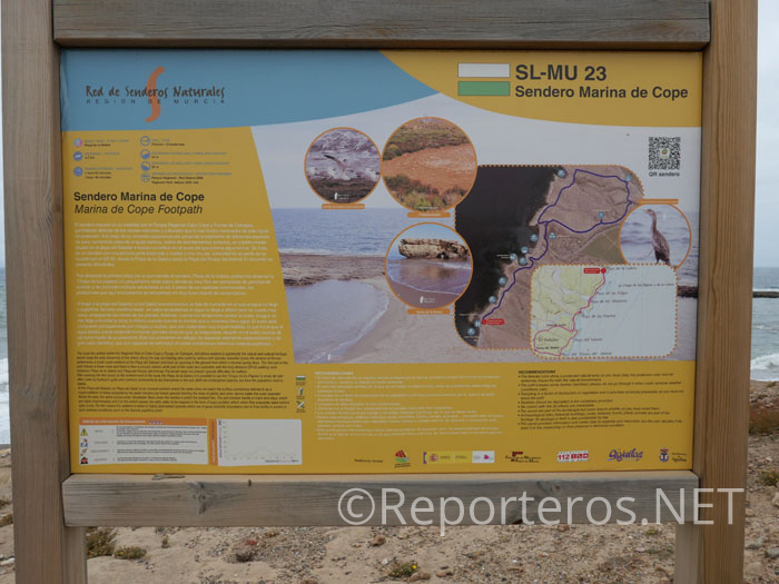 Panel informativo del Sendero Marina de Cope Panel informativo del Sendero Marina de Cope